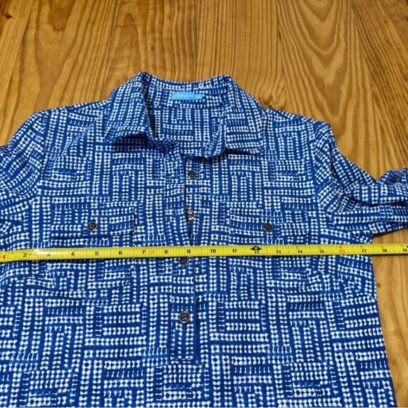 J McLaughlin Blue Collared Catalina Cloth Geometric Stretch Dress XSmall - Picture 9 of 12